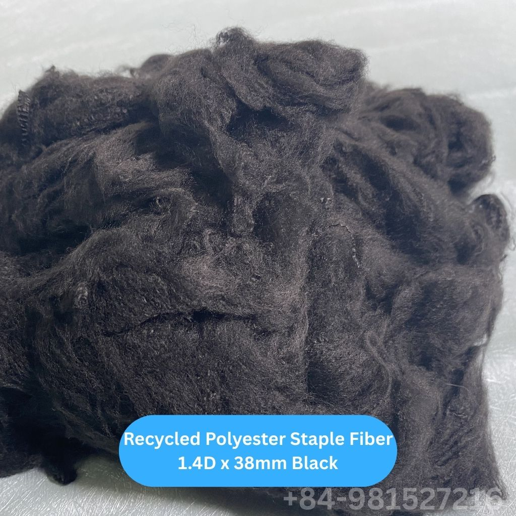 Recycled Polyester Staple Fiber 1.4D 38 Black