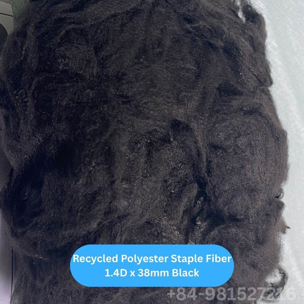 Recycled Polyester Staple Fiber 1.4D 38 Black