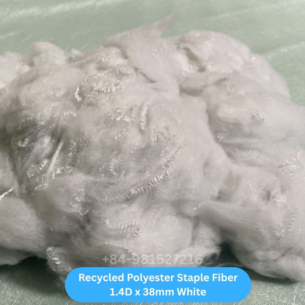 Recycled Polyester Staple Fiber 1.4D 38mm White