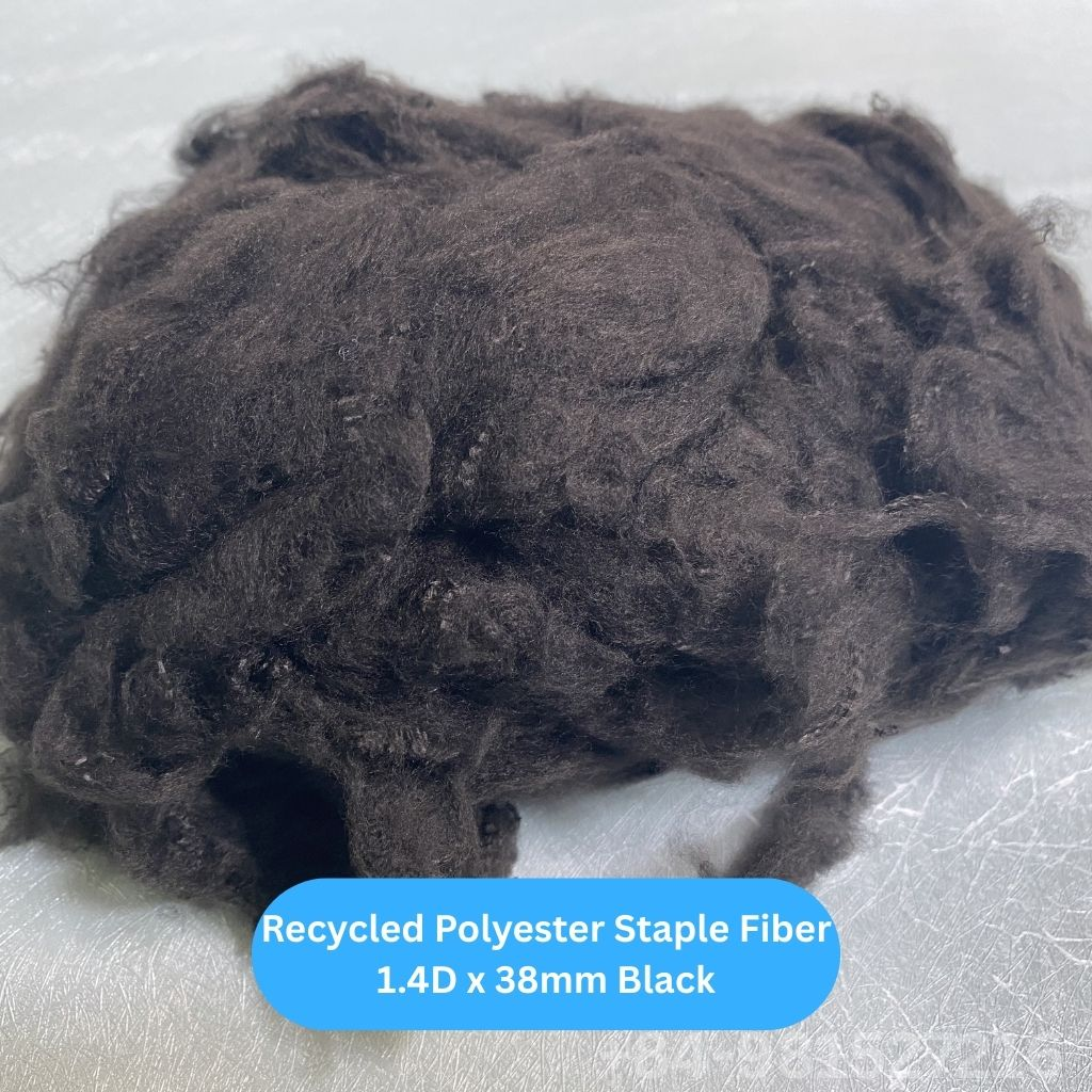 Recycled Polyester Staple Fiber 1.4D 38 Black