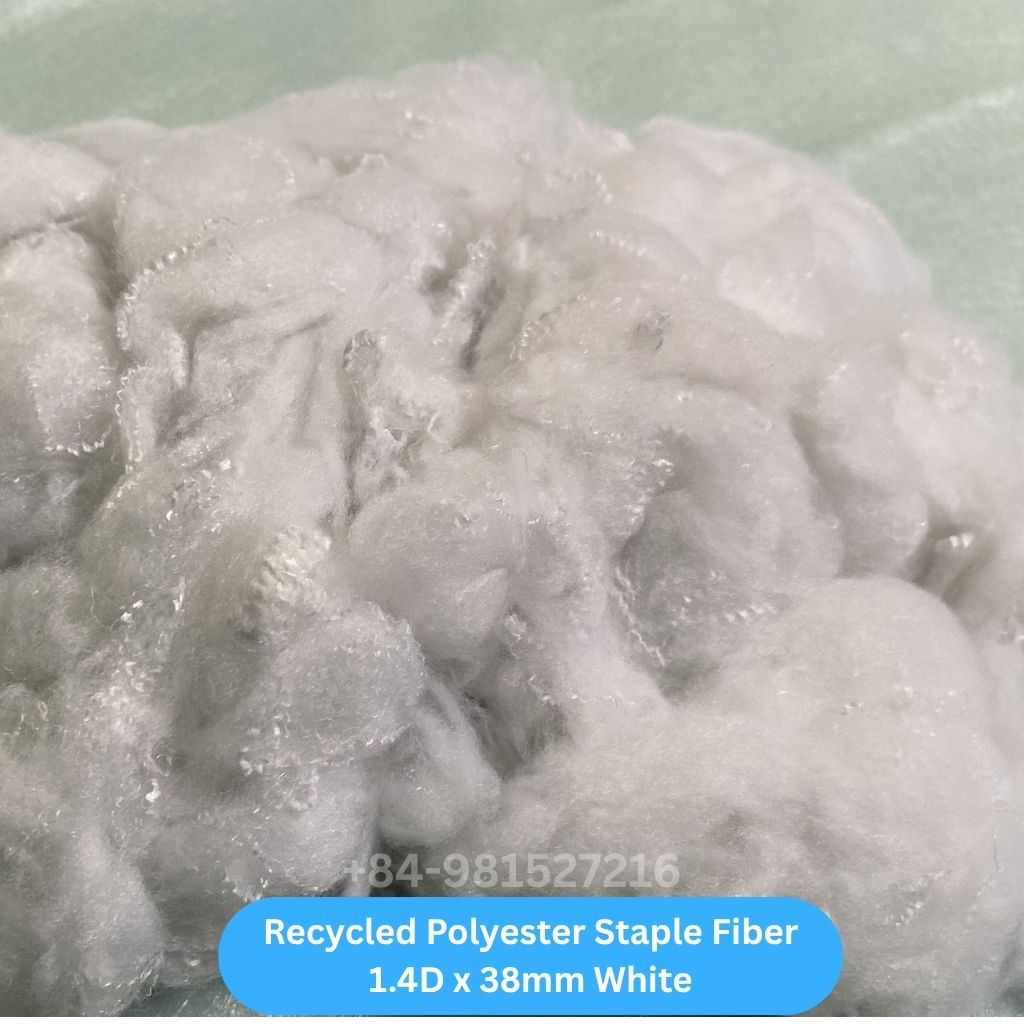 Recycled Polyester Staple Fiber 1.4D 38mm White