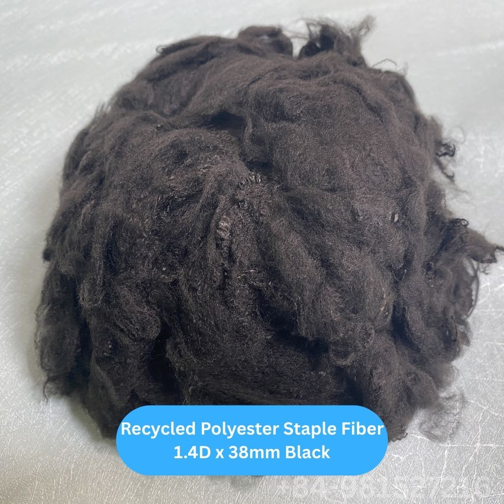 Recycled Polyester Staple Fiber 1.4D 38 Black