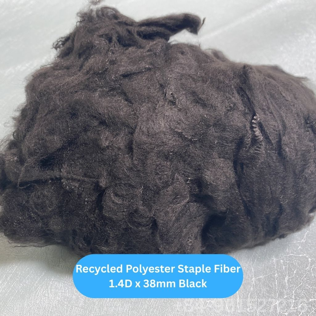 Recycled Polyester Staple Fiber 1.4D 38 Black