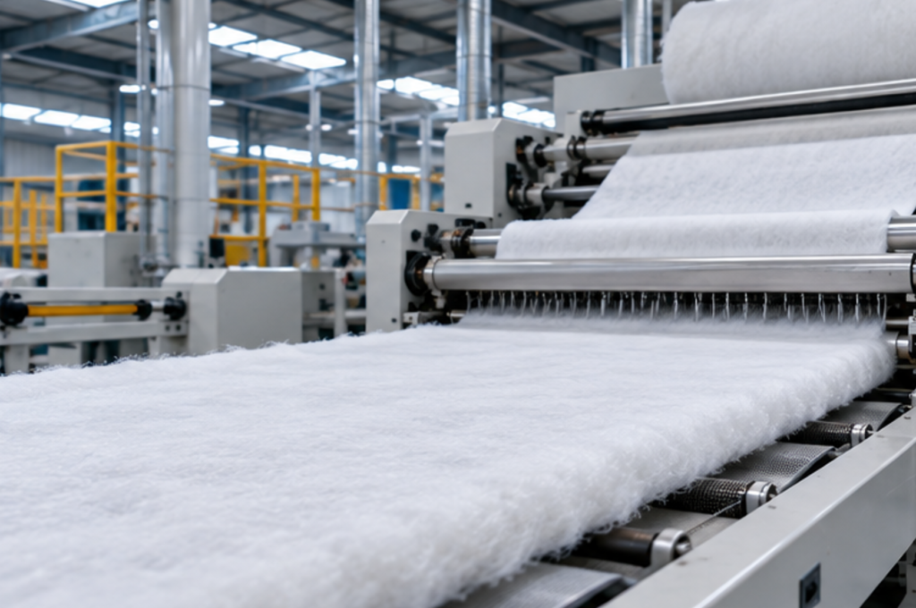Needle-punched nonwoven manufacturing using polyester staple fiber