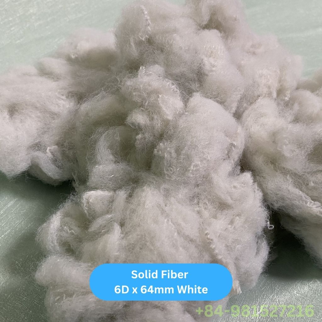 6d64 solid white recycled polyester staple fiber