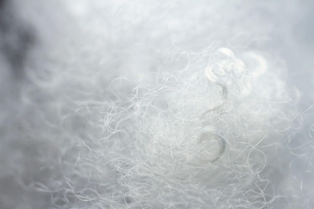 Fine denier recycled polyester staple fiber texture and crimp