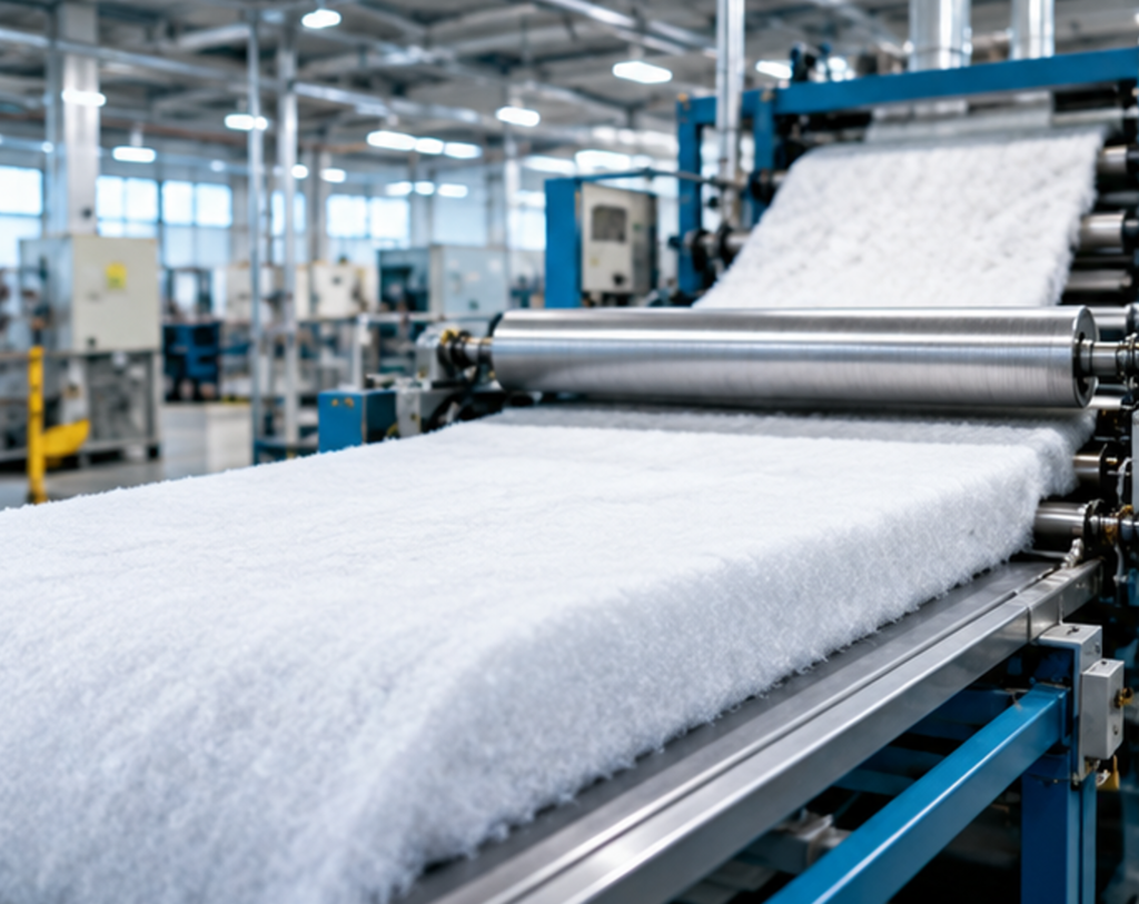 Recycled fiber padding material in mattress manufacturing