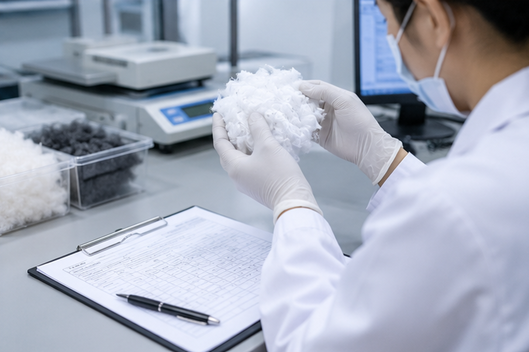 Quality inspection of recycled polyester staple fiber