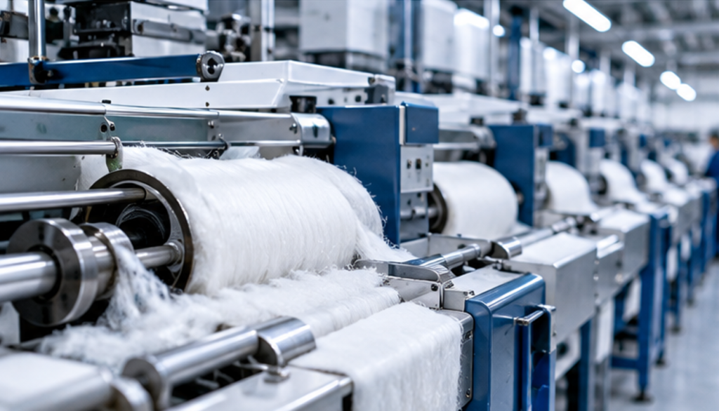 Recycled polyester staple fiber processing in a spinning mill