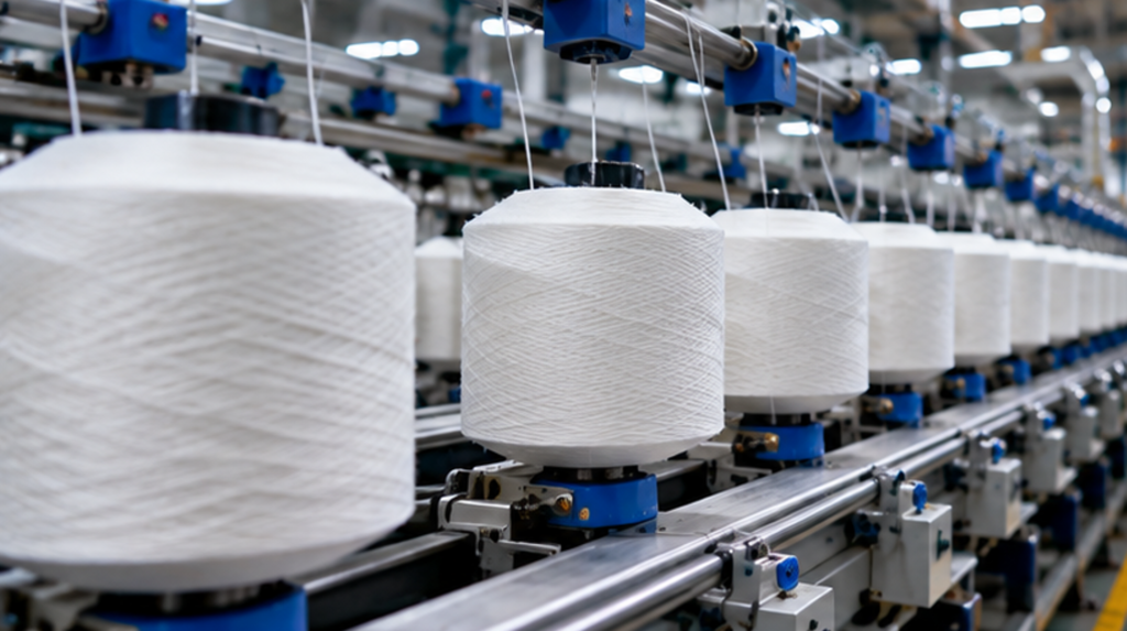 Recycled polyester staple fiber processing in yarn spinning manufacturing