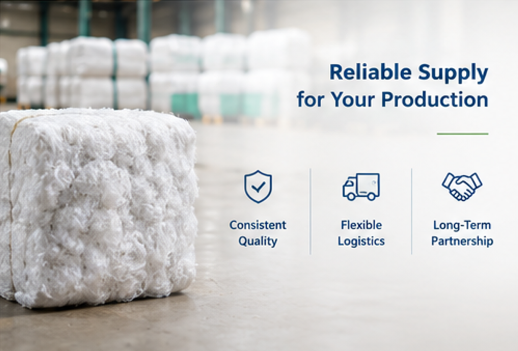 Packed polyester staple fiber for industrial supply