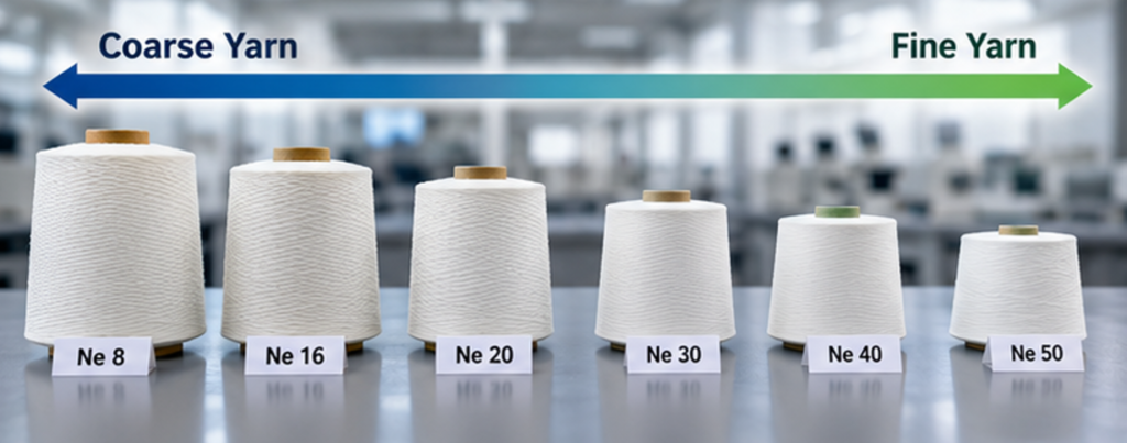 Yarn count and quality evaluation for polyester staple fiber spinning